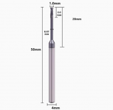Фреза концевая по металлу D1*2H*20NL*4D*50L*2T с обниженной шейкой 65° с покрытием (для рёберной обработки)