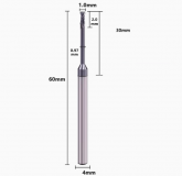 Фреза концевая по металлу D1*2H*30NL*4D*60L*2T с обниженной шейкой 65° с покрытием (для рёберной обработки)